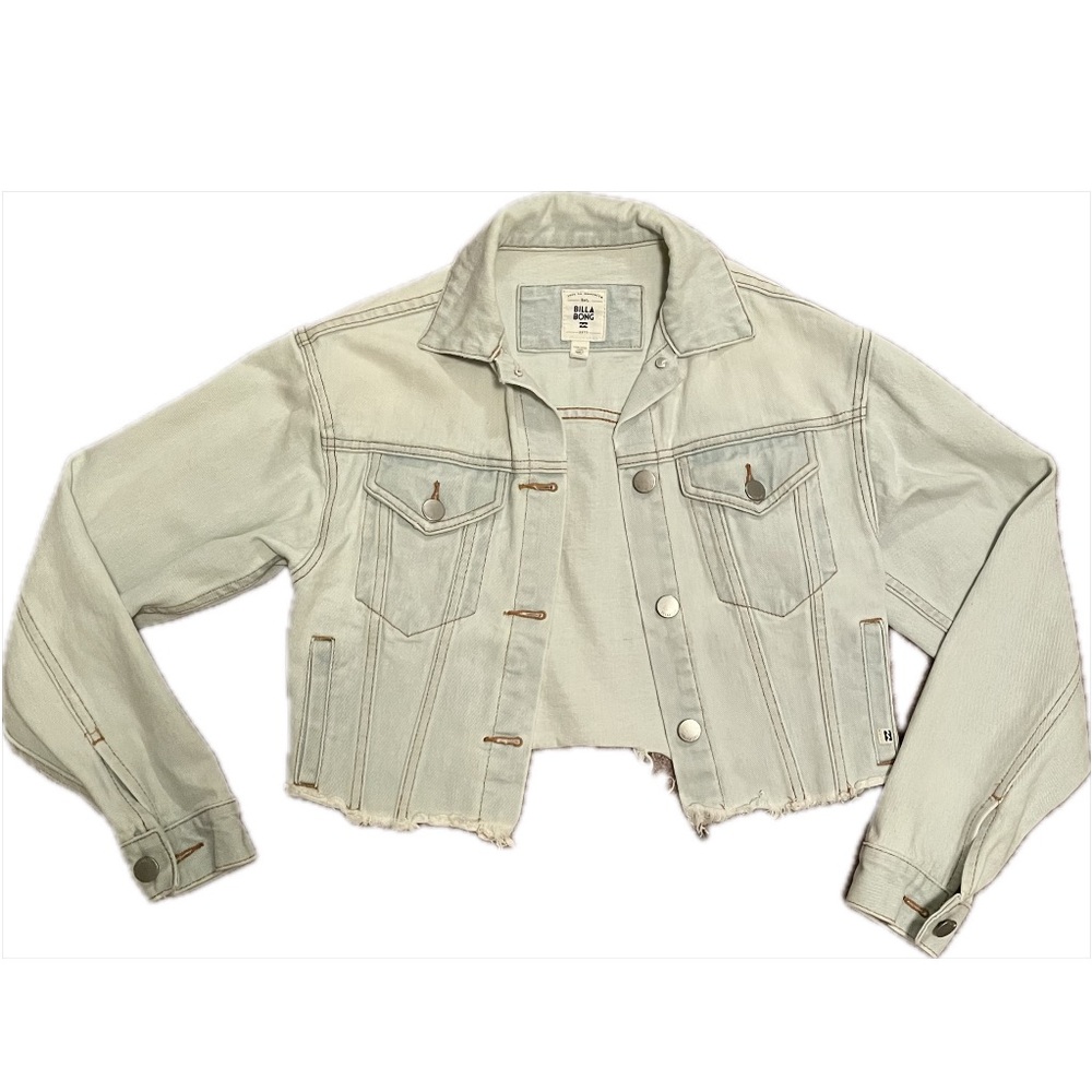 Billabong Cropped Light Wash Denim Jacket Womens Small Cropped Jean Jacket